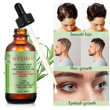 Bieyoc Rosemary Oil, 100% Pure Natural for Hair Growth, Treatment For Damaged & Dry Skin hair, Cold Pressed Oil For Growth, Eyebrows, Eyelashes, Nails and Skin(60ml)
