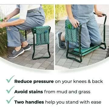Durable Foldable Garden Kneeler and Stool with Accessories