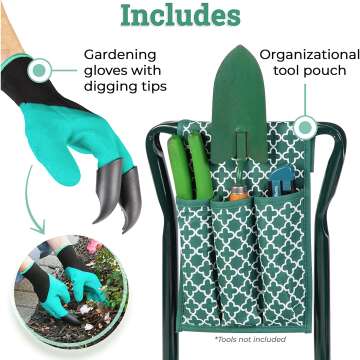 Durable Foldable Garden Kneeler and Stool with Accessories