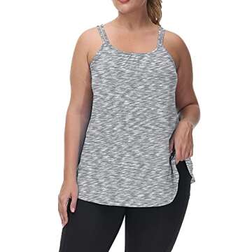 Uoohal Plus Size Women's Tank Top - Athletic Spaghetti Strap Cami