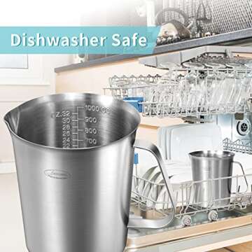 Measuring Cup, [Upgraded, 3 Measurement Scales, Including Cup Scale, ML Scale, Ounce Scale], Newness Stainless Steel Measuring Cup with Marking with Handle, 32 Ounces (1.0 Liter, 4 Cup)