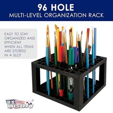 U.S. Art Supply 96 Hole Plastic Organizer for Art Supplies