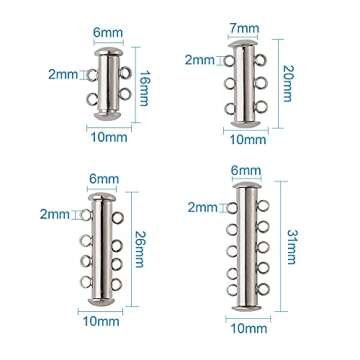 KISSITTY 16 Sets Brass Magnetic Slide Lock Clasps for Multi-Strand Jewelry