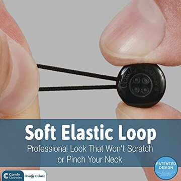 6-Pack Comfy Deluxe Collar Extenders for Men and Women - Magic Extension for Shirts of All Kinds, Soft & Elastic Design - Premium Elastic Dress Shirt Neck Extenders (White & Black Buttons)