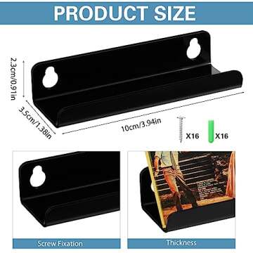 Wesiti 8 Pack 3.94 inch Small Vinyl Record Wall Shelf Mount Acrylic Vinyl Holder Display Record Wall...