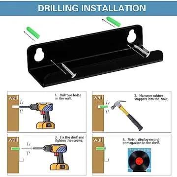 Wesiti 8 Pack 3.94 inch Small Vinyl Record Wall Shelf Mount Acrylic Vinyl Holder Display Record Wall Storage Tiny Floating Shelf Album Cd Rack Cd Stand for Daily LP Listening Book Storage (Black)