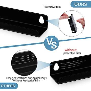 Wesiti 8 Pack 3.94 inch Small Vinyl Record Wall Shelf Mount Acrylic Vinyl Holder Display Record Wall Storage Tiny Floating Shelf Album Cd Rack Cd Stand for Daily LP Listening Book Storage (Black)