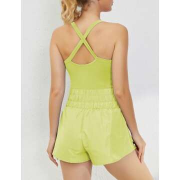 MISSACTIVER Women Tennis Dress Workout Dress with Built in Shorts Sleeveless Crisscross Backless Summer Athletic Mini Dress(Small, Lemon)