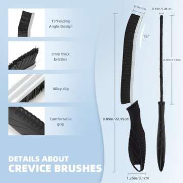 TQRR Hard Bristle Crevice Cleaning Brush-Thin Gap Cleaning Brush, Small Cleaning Brush, Grout Brush, Kitchen Brush, Cleaning Tools for Toilet, Bathroom, Home, Bathtub, Sink, Household, Window (3)