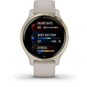 Garmin Venu 2S, Smaller-Sized GPS Smartwatch with Advanced Health Monitoring and Fitness Features, Light Gold Bezel with Tan Case and Silicone Band, (010-02429-01) (Renewed)