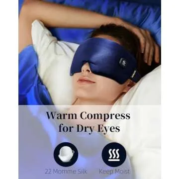 Heated Eye Mask - Silk Cordless Warm Compress for Dry Eyes