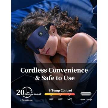 Heated Eye Mask - Silk Cordless Warm Compress for Dry Eyes