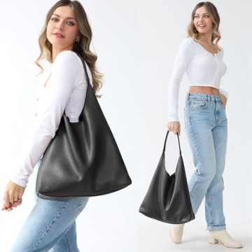 Stylish Vegan Leather Hobo Bag - Soft Slouchy Tote for Women