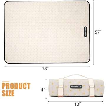 Picnic Outdoor Blankets Waterproof Large - Beach Mat Sand Free Foldable with Carry Strap | Portable Camping Blanket | Park Blanket for Grass Park, Hiking, Travel, Concerts, Indoor (Yellow Flower)