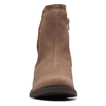 Clarks Women's Maye Zip Mid Calf Boot, Pebble Suede, 8