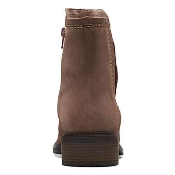 Clarks Women's Maye Zip Mid Calf Boot, Pebble Suede, 8
