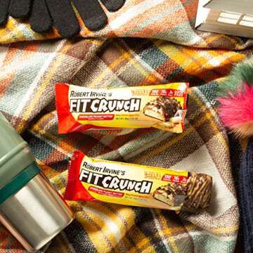 FITCRUNCH Snack Size Protein Bars, Designed by Robert Irvine, 6-Layer Baked Bar, 3g of Sugar & Soft Cake Core (18 Peanut Butter Snack Size Bars + 1 Strawberry Snack Size Bar)