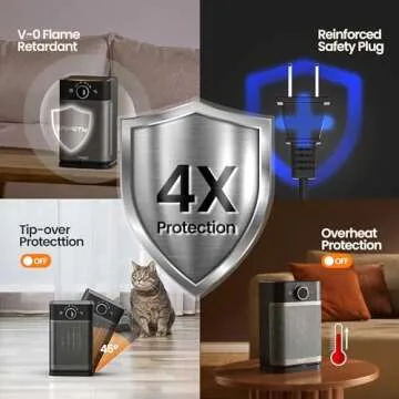 Cegsin Space Heater, 85°Oscillating Portable Electric Heaters for Indoor Use, 1400W PTC Fast Safety Heat, Digital Display, 8H Timer, Fan Mode, Dust Filter, Small Desk Heater for Bedroom Office Home