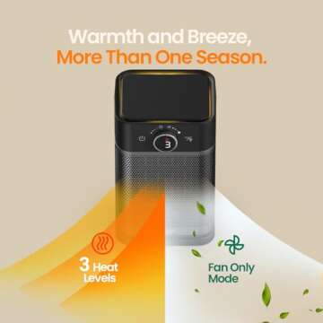 Cegsin Space Heater, 85°Oscillating Portable Electric Heaters for Indoor Use, 1400W PTC Fast Safety Heat, Digital Display, 8H Timer, Fan Mode, Dust Filter, Small Desk Heater for Bedroom Office Home