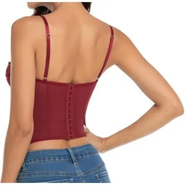 Raxnode Lace Bustier Corset Tops for Women - Sexy Going Out Party Club Top with Buckle