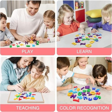 Kiveed Magnetic Letters and Numbers Toy Set: Strong Magnetic 78 PCS Colorful Alphabet Magnets for Toddlers - Educational ABC 123 Fridge Magnets Construction Toys Incorporating Magnets