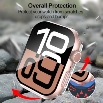 Smiling 2 Pack Case Built in Tempered Glass Screen Protector Compatible with Apple Watch Series 10 42mm, Hard PC Case Overall Protective Cover- Transparent