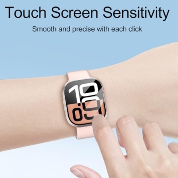 Smiling 2 Pack Case Built in Tempered Glass Screen Protector Compatible with Apple Watch Series 10 42mm, Hard PC Case Overall Protective Cover- Transparent