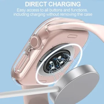 Smiling 2 Pack Case Built in Tempered Glass Screen Protector Compatible with Apple Watch Series 10 42mm, Hard PC Case Overall Protective Cover- Transparent