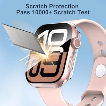 Smiling 2 Pack Case Built in Tempered Glass Screen Protector Compatible with Apple Watch Series 10 42mm, Hard PC Case Overall Protective Cover- Transparent