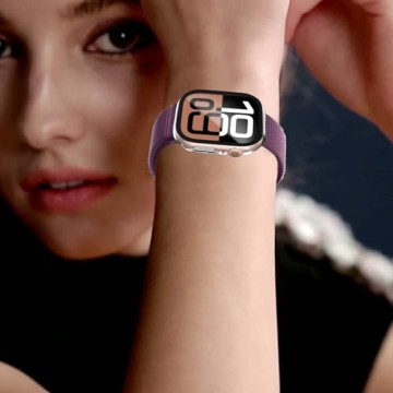 Smiling 2 Pack Case Built in Tempered Glass Screen Protector Compatible with Apple Watch Series 10 42mm, Hard PC Case Overall Protective Cover- Transparent