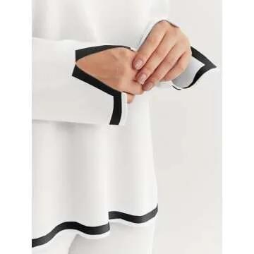 LILLUSORY Women Fall 2 Piece Lounge Set Outfits Sweatsuits Long Sleeve Sweater Tops Wide Leg Pants 2025 White S