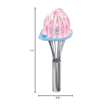 Whisk Wiper - Wipe a Whisk Easily - Multipurpose Kitchen Tool, Made In USA - Includes 11" Stainless-Steel Whisk - Cool Baking Gadget, A Great Gift For Men and Women (Color: Glass Blue)