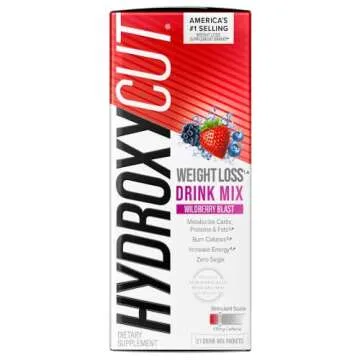 Hydroxycut Drink Mix, Wildberry Blast - 21 Travel-Size Packets - Zero Calories, Zero Sugar - Boost Metabolism, Burn Calories, Increase Energy - For Women & Men