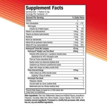 Hydroxycut Drink Mix, Wildberry Blast - 21 Travel-Size Packets - Zero Calories, Zero Sugar - Boost Metabolism, Burn Calories, Increase Energy - For Women & Men