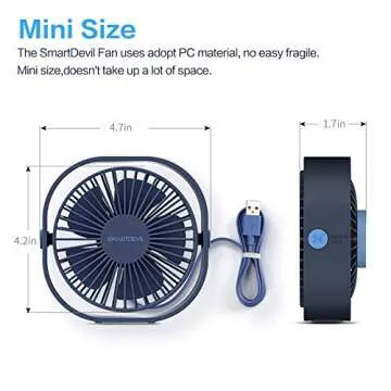 SMARTDEVIL Small Personal USB Desk Fan,3 Speeds Portable Desktop Table Cooling Fan Powered by USB,St...