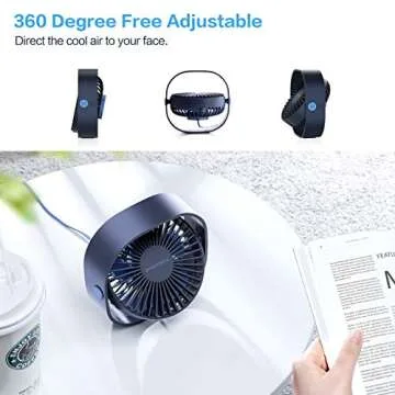 SMARTDEVIL Small Personal USB Desk Fan,3 Speeds Portable Desktop Table Cooling Fan Powered by USB,Strong Wind,Quiet Operation,for Home Office Car Outdoor Travel (Navy Blue)