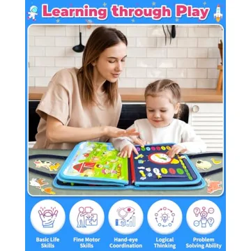 Gojmzo Montessori Busy Board for Toddlers 1-4