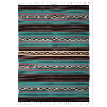 El Paso Designs Peyote Hippie Blanket Classic Mexican Style Falsa Stripe Pattern in Vivid Peyote Colors. Throw, Bed, Tapestry, or Yoga Blanket. Hand Woven Acrylic, 57" x 74" (Peyote 11)
