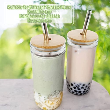 COLOROUND 2 Pack Mason Jar Smoothie Cups with Straws