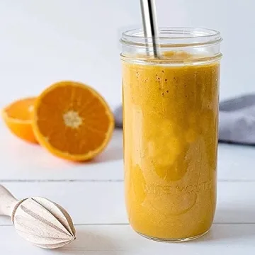 COLOROUND 2 Pack Mason Jar Smoothie Cups with Straws