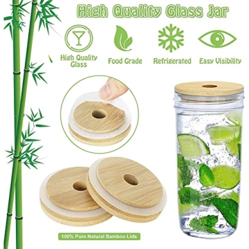 COLOROUND 2 Pack Mason Jar Smoothie Cups with Straws