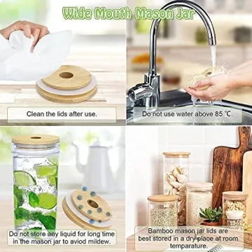 COLOROUND 2 Pack Mason Jar Smoothie Cups with Straws