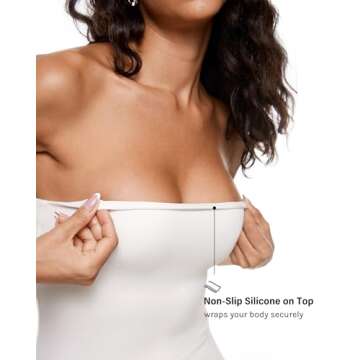 INLYRIC Women's Natrelax Strapless Jumpsuit - One Piece Tube Top Sexy Bodycon Workout Shorts Rompers Summer Outfits Iceland White X-Small