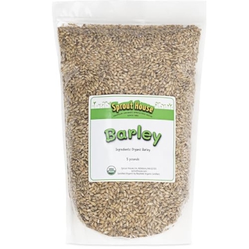 The Sprout House Barley Seed- Whole and Unhulled, 5LB Certified Organic, Juice and Beer Brewing Malt...
