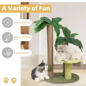 Cat Scratching Post with Flower Bed Cute Cat Scratcher with Sisal Dangling Ball Small Cat Tree for Indoor Cats Perch Cat Tower for Large Adult Cats and Kittens