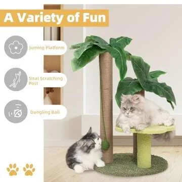 Cat Scratching Post with Flower Bed Cute Cat Scratcher with Sisal Dangling Ball Small Cat Tree for Indoor Cats Perch Cat Tower for Large Adult Cats and Kittens