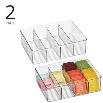 mDesign Stackable Tea Bag Organizer Clear 4 Compartments