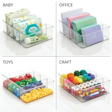 mDesign Stackable Tea Bag Organizer Clear 4 Compartments