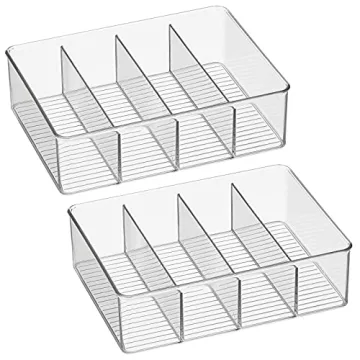 mDesign Stackable Tea Bag Organizer Clear 4 Compartments