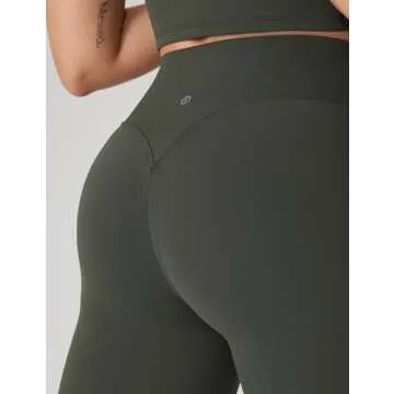 UNISSU Hugcurve No Front Seam High Waisted Workout Leggings for Women Buttery Soft Yoga Pants Gym Athletic Tights - 25'' Aspen Olive X-Large